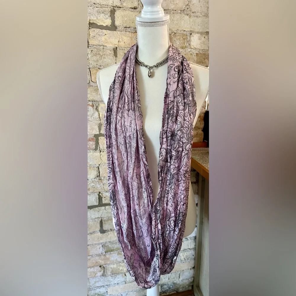 Apt. 9 Pink & Black Paisley Wrap Scarf